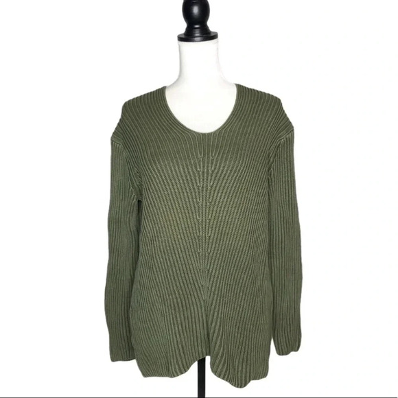 TYLER BÖE Ribbed Scoop Neck Green Long Sleeve Sweater - Picture 7 of 7